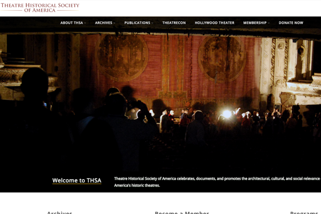 Theatre Historical Society of America- Homepage 2018